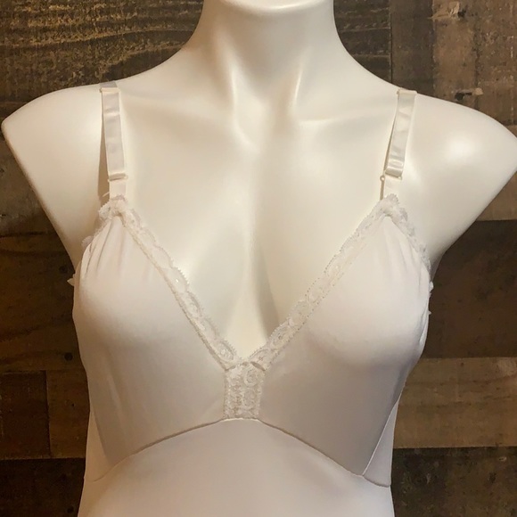 Vintage White Lacy Nylon Full Slip Dress Sz Small - Picture 2 of 13